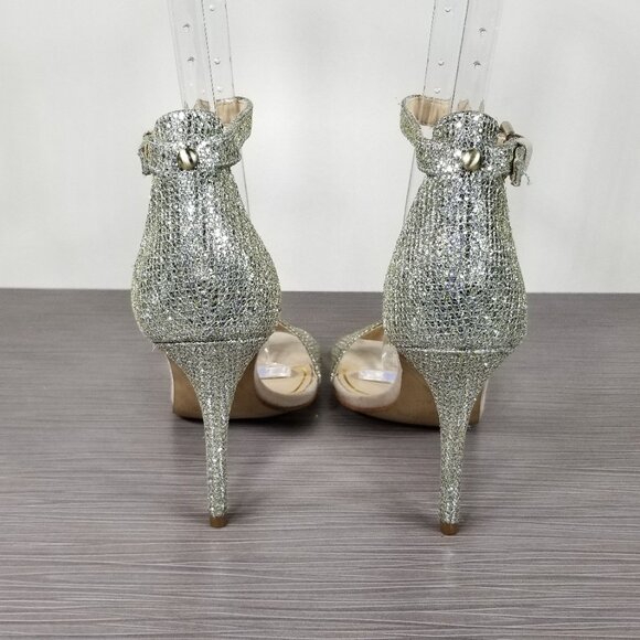 Enzo Angiolini Glitter Heels, Silver, Womens Size 6 M - Picture 5 of 12